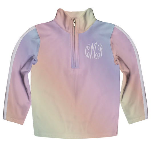 Personalized Monogram Rainbow Colors Degrade Heavy Weight Performance 4-Way Stretch 1/4 Zip Pullover