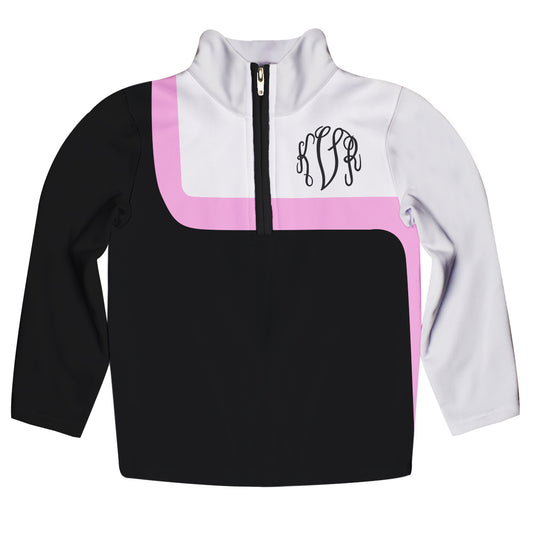 Personalized Monogram White Pink and Black Heavy Weight Performance 4-way Stretch 1/4 Zip Pullover