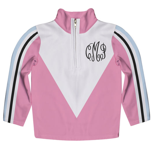 Personalized Monogram White and Pink Heavy Weight Performance 4-way Stretch 1/4 Zip Pullover