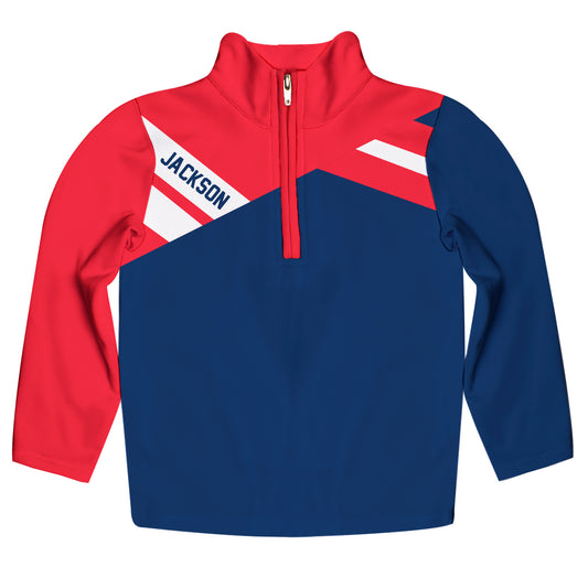Personalized Name Red and Navy Heavy Weight Performance 4-Way Stretch 1/4 Zip Pullover