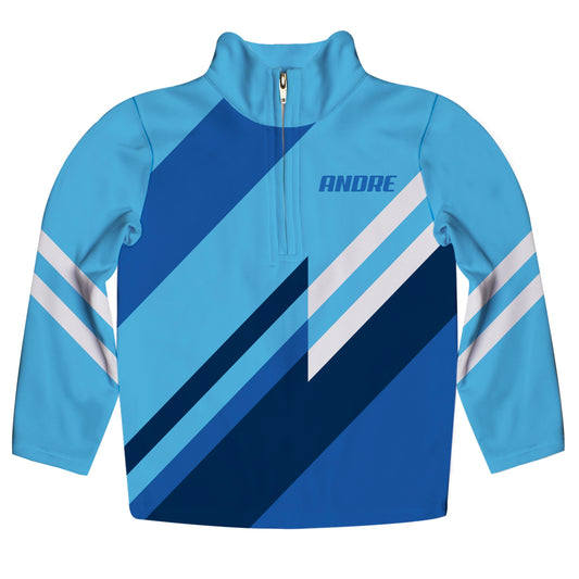 Personalized Name Turquoise and Navy Heavy Weight Performance 4-Way Stretch 1/4 Zip Pullover