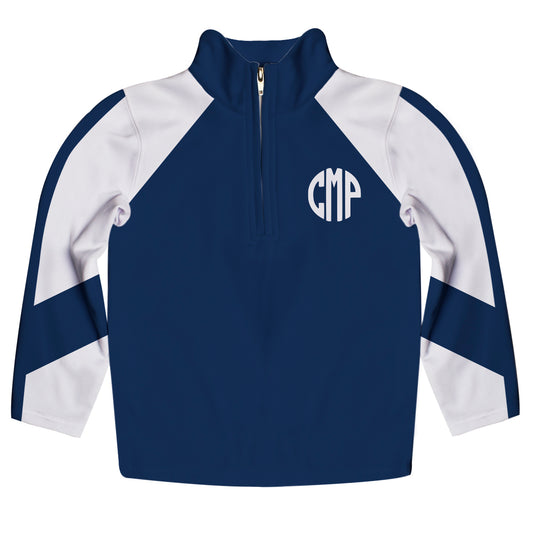 Personalized Monogram Navy and White Heavy Weight Performance 4-way Stretch 1/4 Zip Pullover