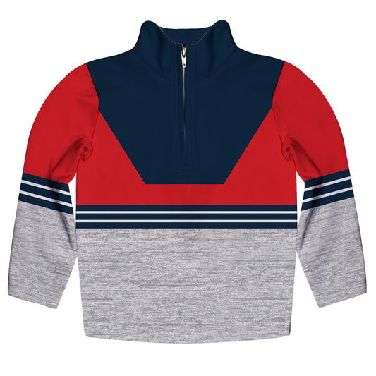 Stripes Red Navy and Gray Heavy Weight Performance 4-Way Stretch 1/4 Zip Pullover