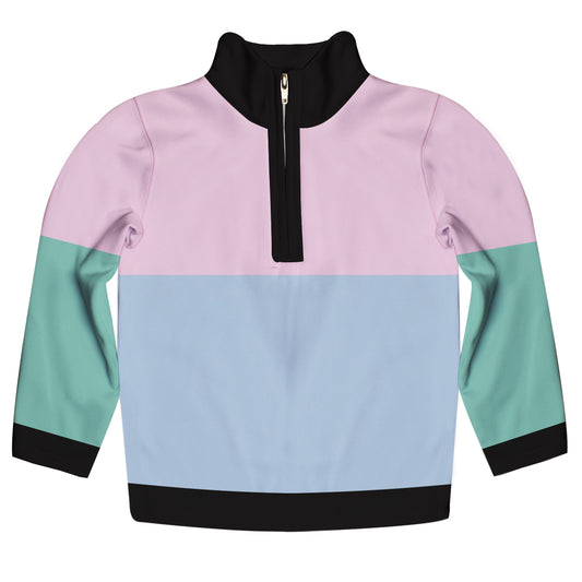 Stripe Pink Light Blue and Mint Heavy Weight Performance 4-Way Stretch 1/4 Zip Pullover