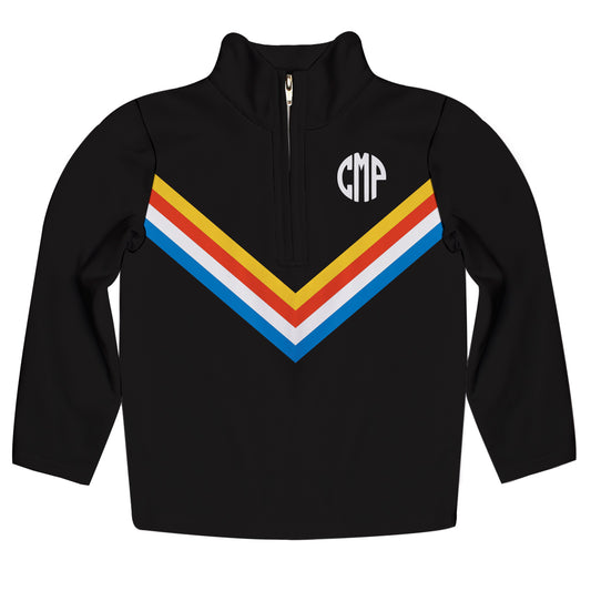 Stripes Personalized Monogram Black Yellow and Red Heavy Weight Performance 4-Way Stretch 1/4 Zip Pullover
