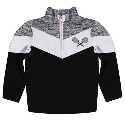 Tennis Rackets Black and Gray Heavy Weight Performance 4-way Stretch 1/4 Zip Pullover