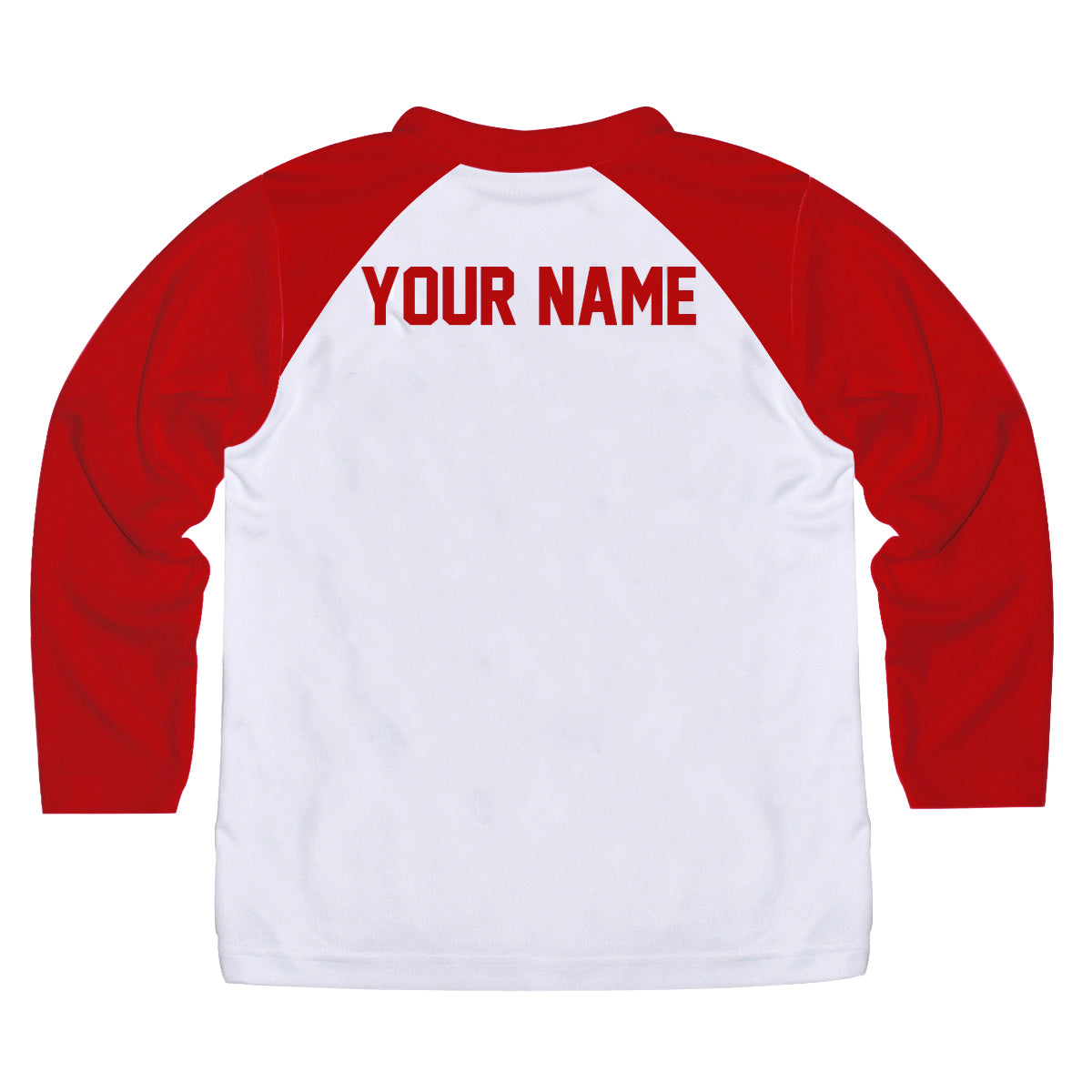 Baseball Player Personalized Name White and Red Raglan Long Sleeve Tee Shirt - Wimziy&Co.