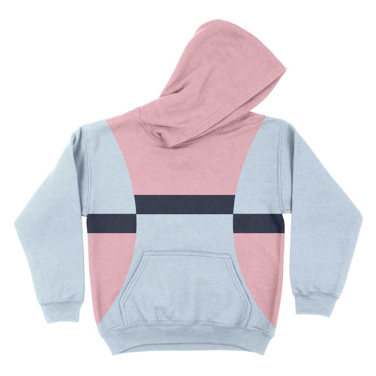 Block Colors Pink and Light Blue Fleece Long Sleeve Hoodie
