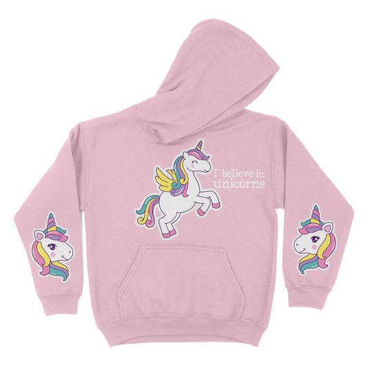 I Believe In Unicorns Pink Fleece Long Sleeve Hoodie