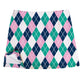 Argyle Print Pink and Navy Skort with Side Vents