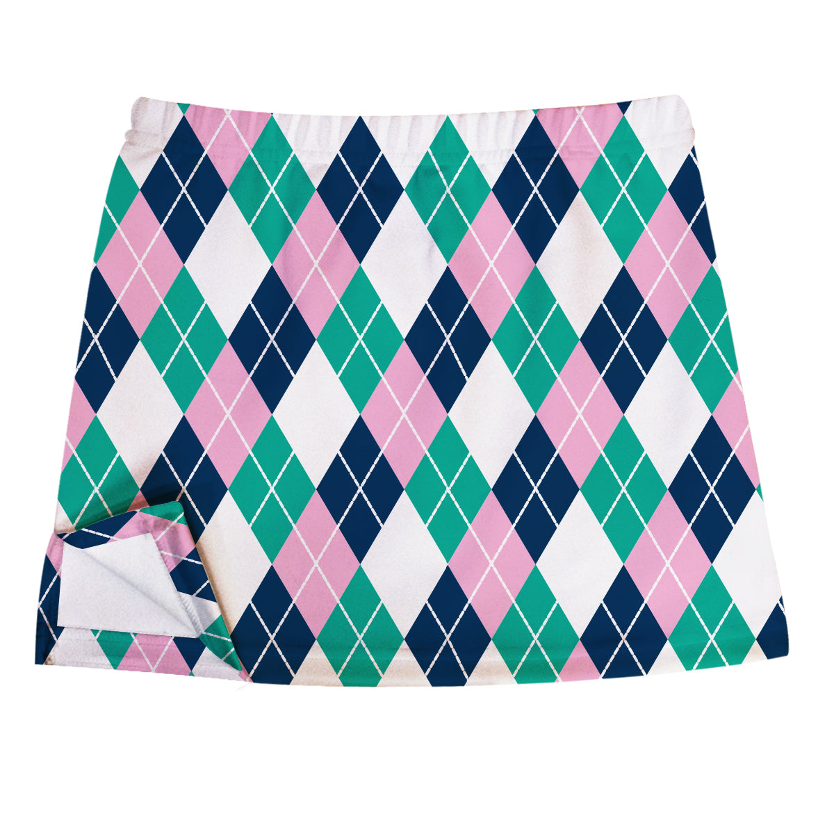 Argyle Print Pink and Navy Skort with Side Vents