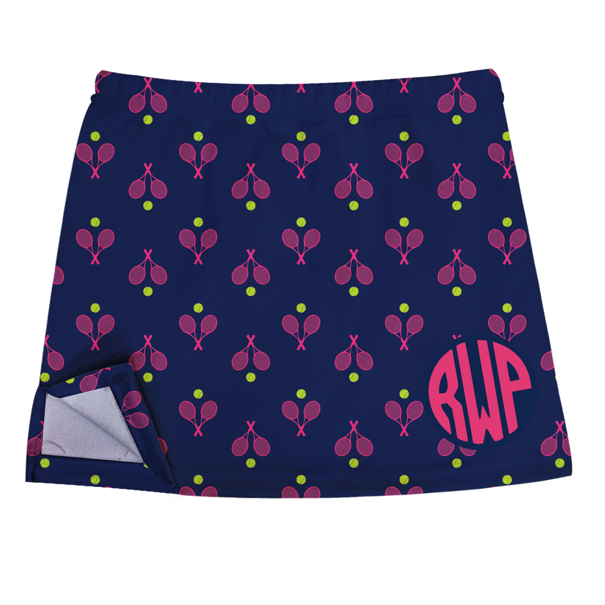 Tennis Print Personalized Monogram Navy Skort With Side Vents