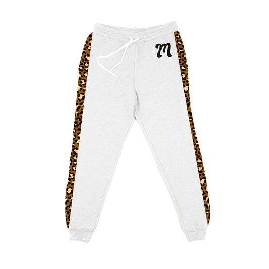 Animal Print Personalized Initial Name White Jogger