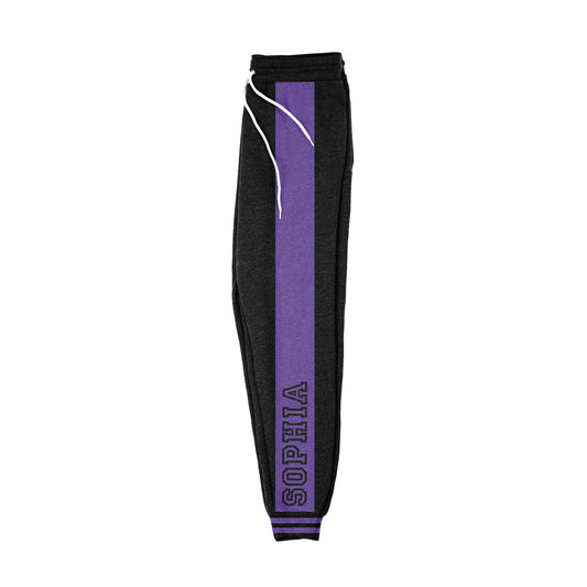 Personalized Name Purple Stripe Black Jogger