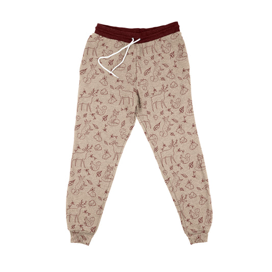 Fall Animals Print Beige and Brown Jogger
