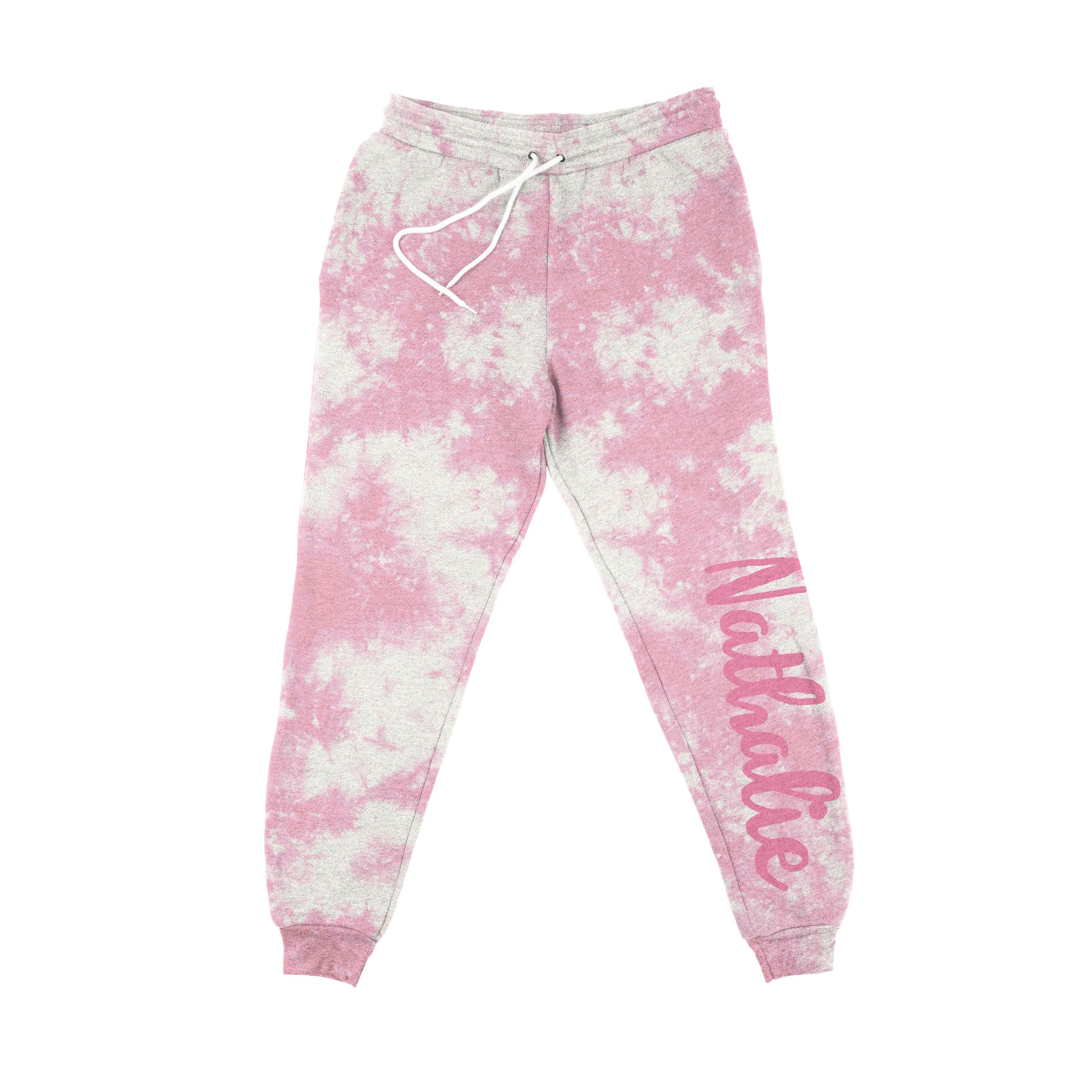 Tie Dye Personalized Name Pink and White Jogger