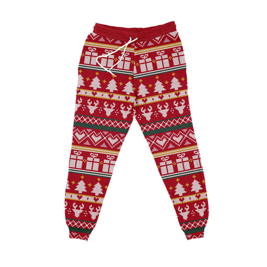 Christmas Print Red and White Jogger
