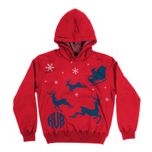 Deer Personalized Monogram Red Weight Performance 4-way Stretch Hoodie