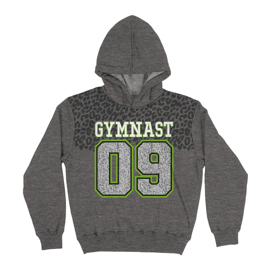 Gymnast Personalized Number Gray Heavy Weight Performance 4-way Stretch Hoodie