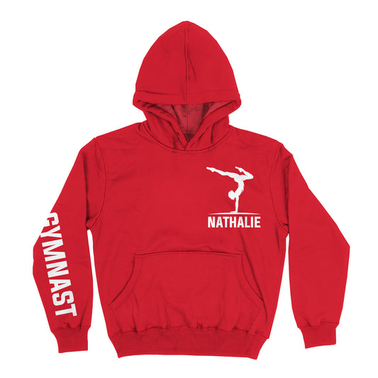 Gymnast Personalized Name Red Heavy Weight Performance 4-way Stretch Hoodie