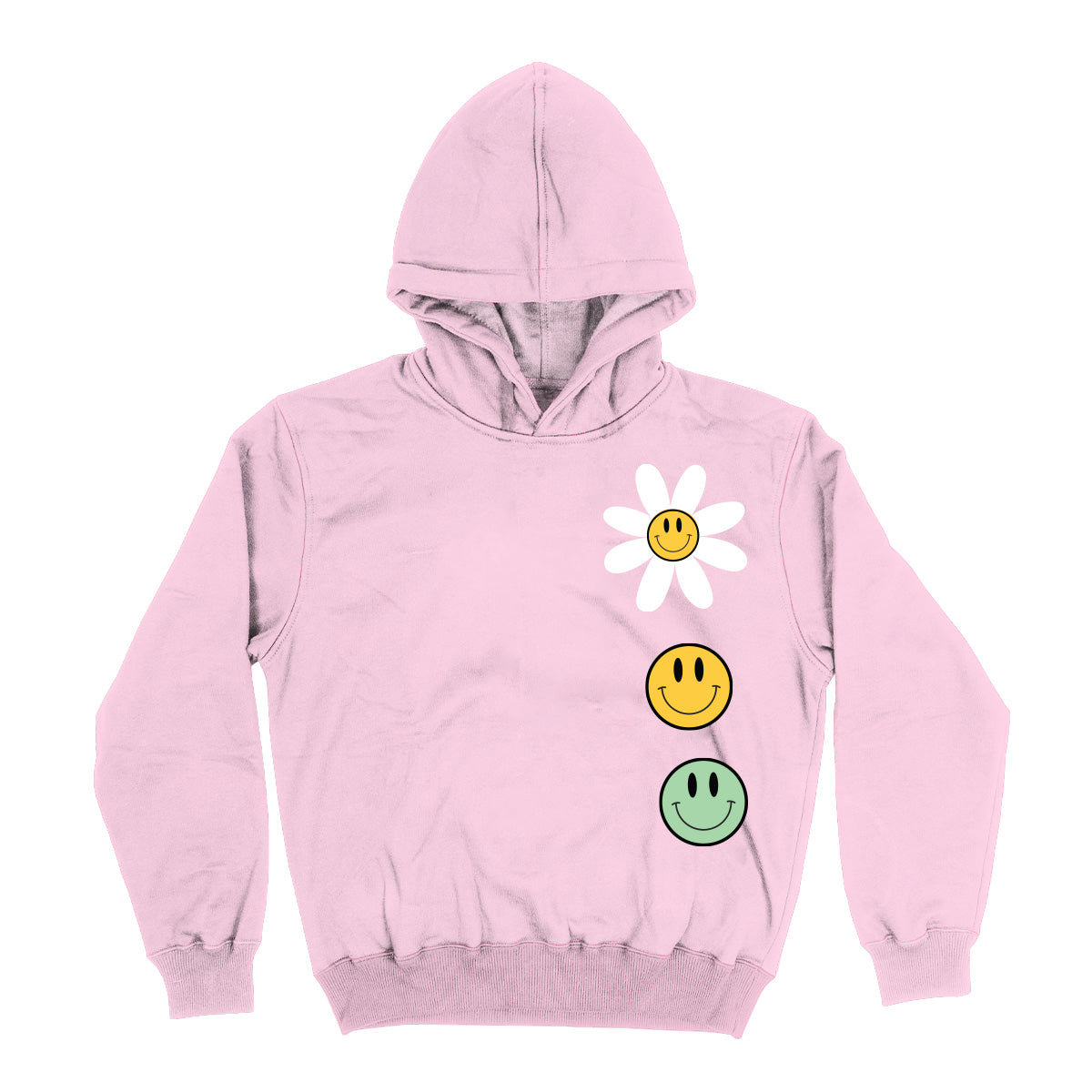 Happy Faces Light Pink Heavy Weight Performance 4-way Stretch Hoodie