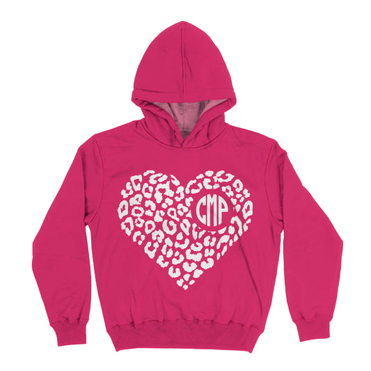 Heart Personalized Monogram Pink Heavy Weight Performance 4-way Stretch Hoodie