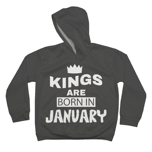 Kings Are Born In Personalized Month Gray Heavy Weight Performance 4-way Stretch Hoodie