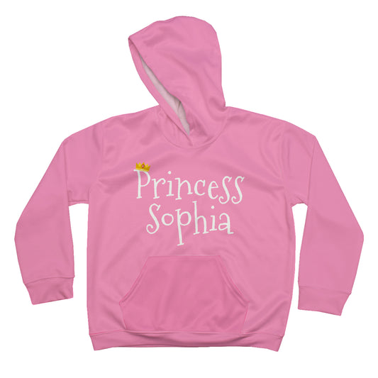 Princess Personalized Name Pink Heavy Weight Performance 4-way Stretch Hoodie