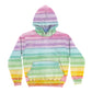 Stripes Print Pink Purple and Green Glitter Heavy Weight Performance 4-way Stretch Hoodie