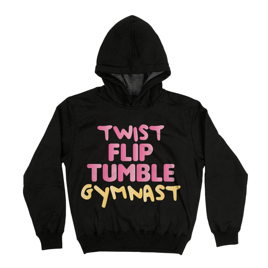 Twist Flip Tumble Gymnast Black Heavy Weight Performance 4-way Stretch Hoodie