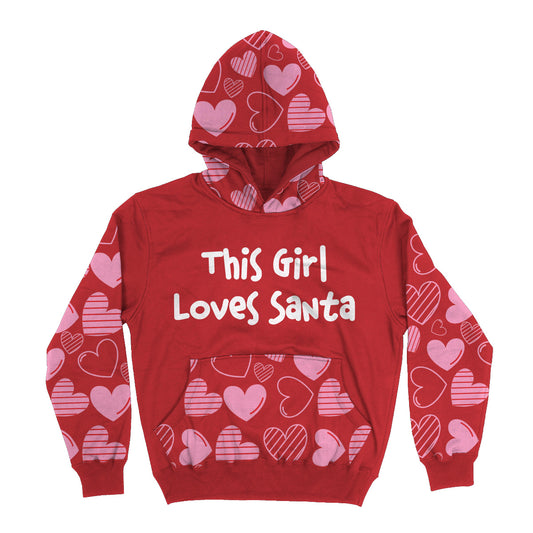 This Girl Loves Santa Red Heavy Weight Performance 4-way Stretch Hoodie