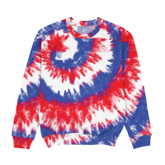Americana Red and Blue Tie Dye Crewneck Sweatshirt