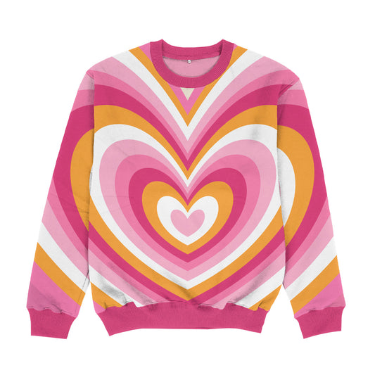 Big Heart Pink and White Crewneck Sweatshirt