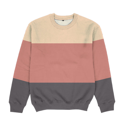 Block Color Beige and Gray Crewneck Sweatshirt