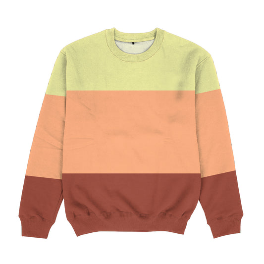 Block Color Yellow and Marron Crewneck Sweatshirt