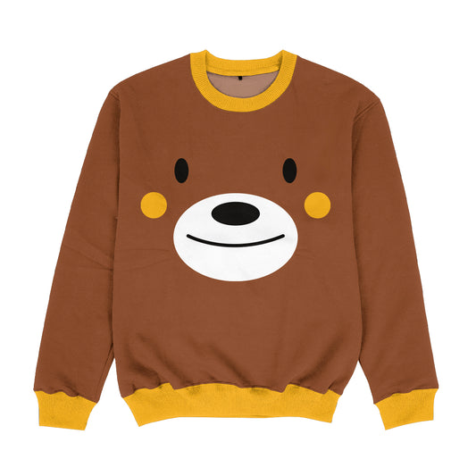 Bear Face Brown Crewneck Sweatshirt