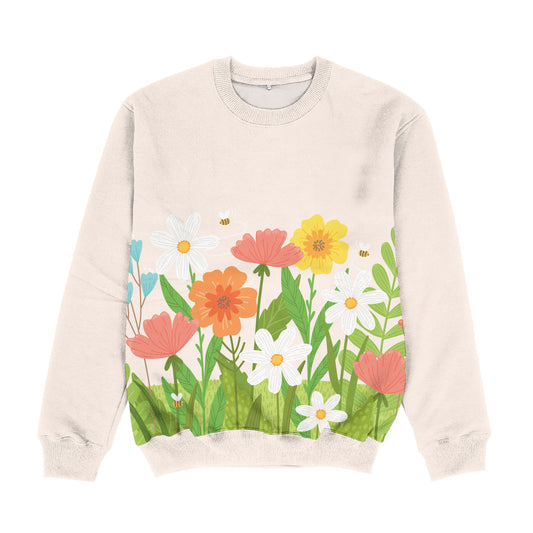 Flowers Beige Crewneck Sweatshirt