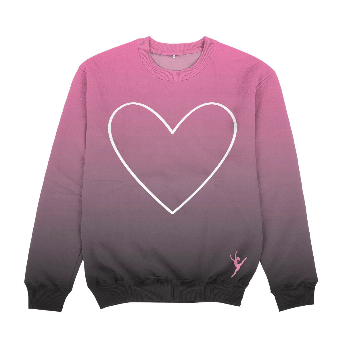 Heart Of Ballet Dancer Pink and Gray Degrade Crewneck Sweatshirt