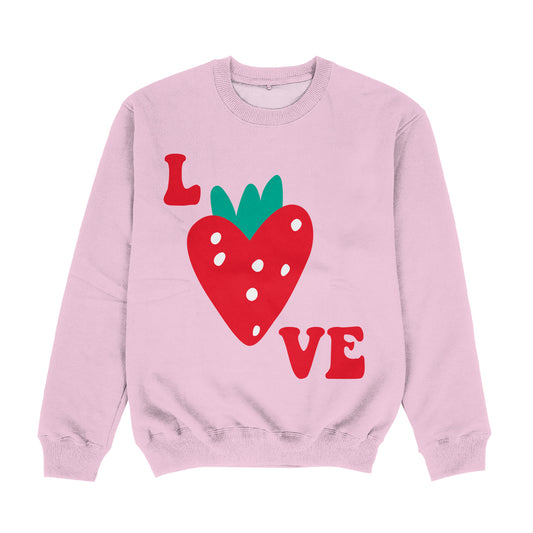 Love Strawberry Pink Crewneck Sweatshirt
