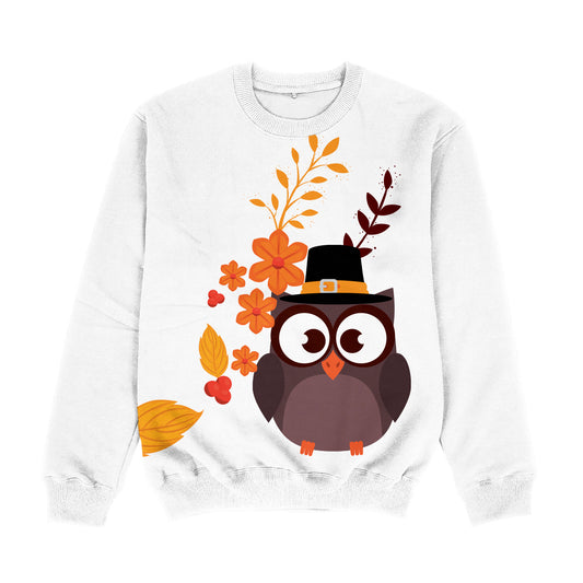 Owl White Crewneck Sweatshirt