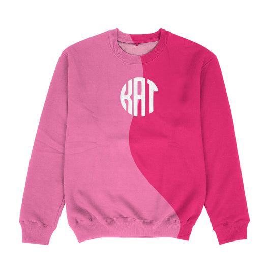Personalized Monogram Hot Pink and Light Pink Crewneck Sweatshirt