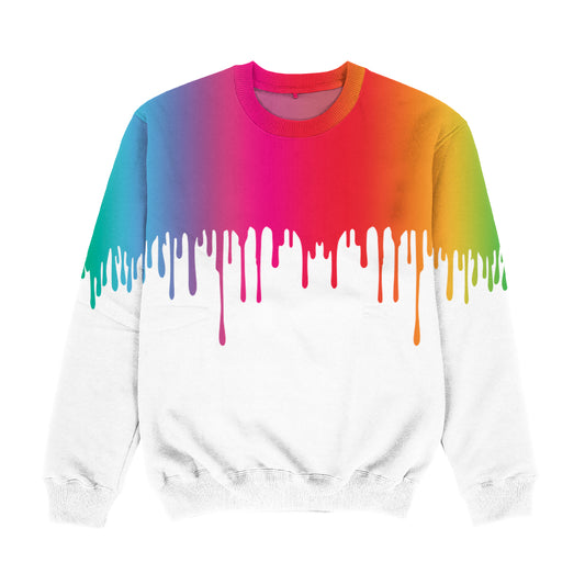 Paint Pink Red and Yellow Crewneck Sweatshirt