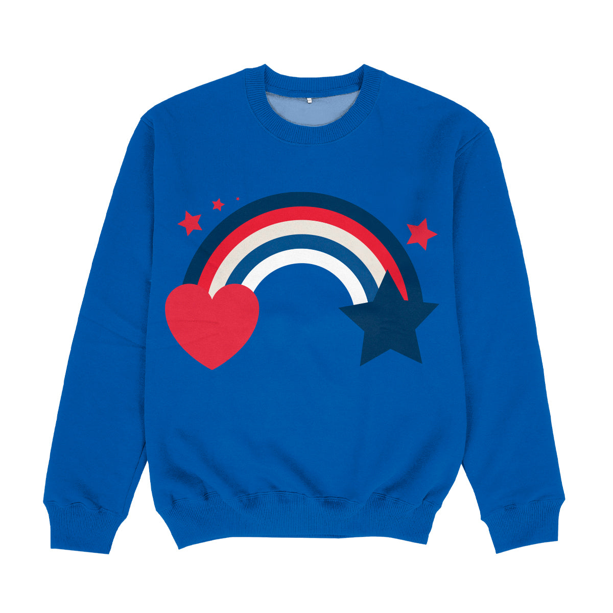 American Rainbow Heart and Stars Royal Crewneck Sweatshirt