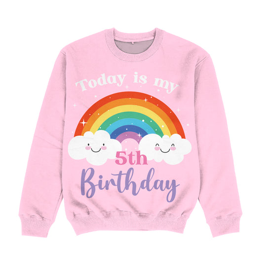 Today Is My Birthday Personalized Year Age Pink Crewneck Sweatshirt