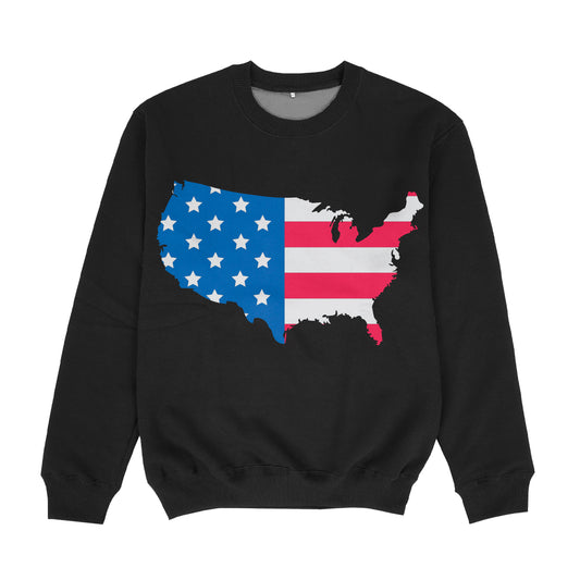 USA Map Black Crewneck Sweatshirt