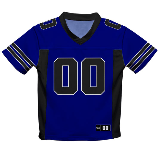 Personalized Name and Number Blue and Black Fashion Football T-Shirt