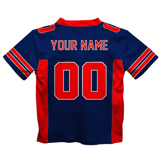 Personalized Name and Number Blue and Red Fashion Football T-Shirt