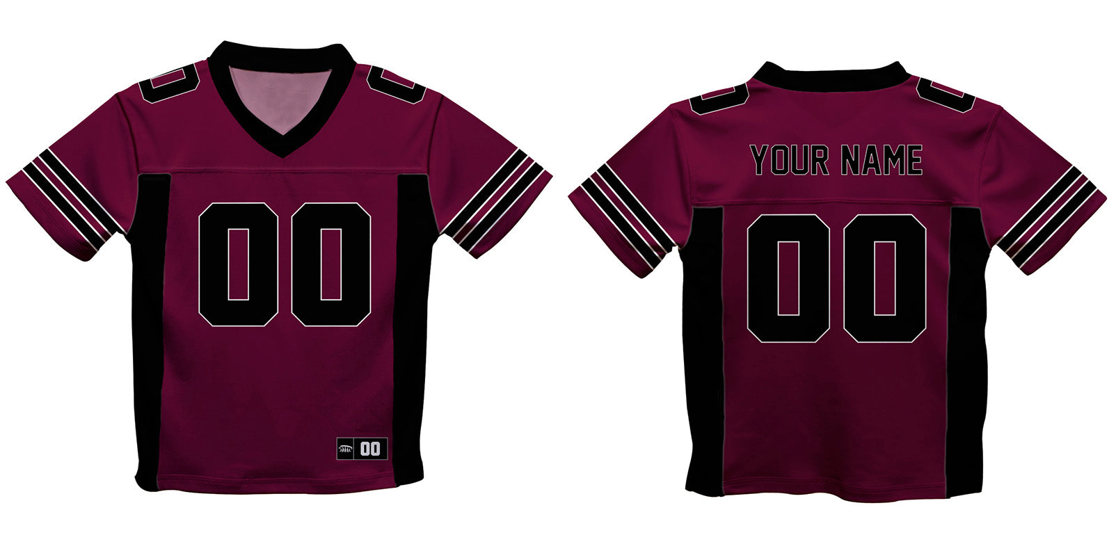 Personalized Name and Number Maroon and Black Fashion Football T-Shirt - Wimziy&Co.
