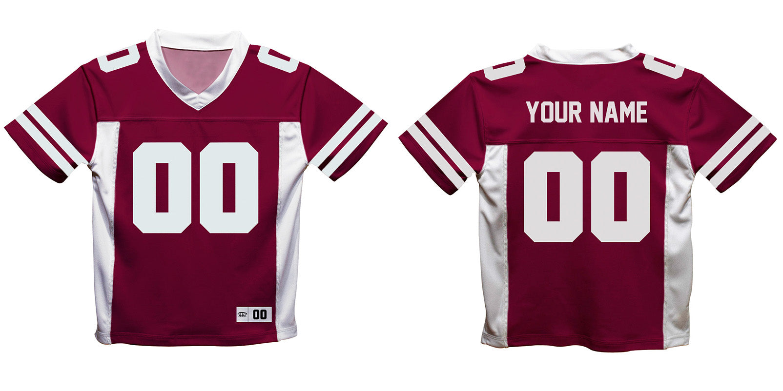 Personalized Name and Number Maroon and White Fashion Football T-Shirt - Wimziy&Co.