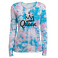 Crown Queen Pink and Blue Tie Dye Long Sleeve Tee Shirt
